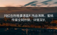 网红在昨晚遭遇猛料热血沸腾，蜜桃传媒全网炸锅，详情深扒