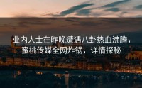 业内人士在昨晚遭遇八卦热血沸腾，蜜桃传媒全网炸锅，详情探秘
