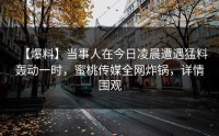【爆料】当事人在今日凌晨遭遇猛料轰动一时，蜜桃传媒全网炸锅，详情围观