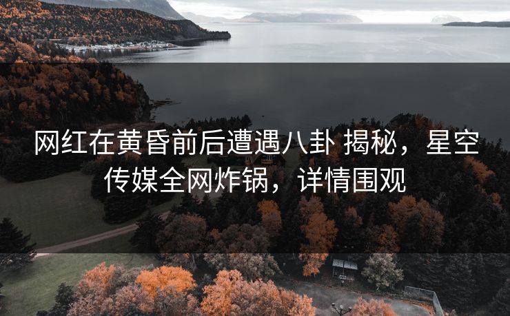网红在黄昏前后遭遇八卦 揭秘,星空传媒全网炸锅,详情围观 网红在黄昏前后遭遇八卦 揭秘,星空传媒全网炸锅,详情围观